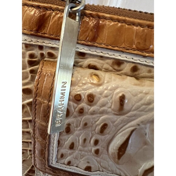 Brahmin Manhattan Croc Embossed Crossbody Bag Beige/brown / Tan - Picture 8 of 8